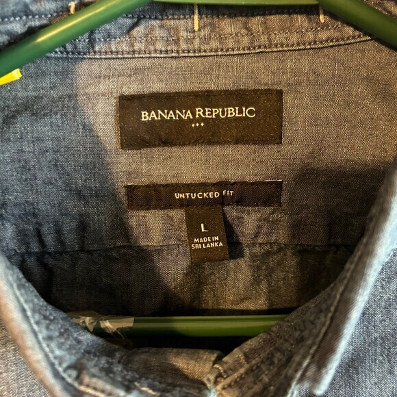 Banana Republic Button‎ Up Dress Shirt Mens Size L Blue Long Sleeve - Picture 2 of 4